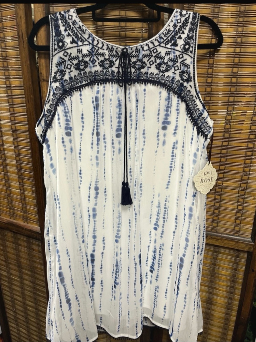 Knox Rose Embroidered Tie Dye Dress Sleeveless Tassels